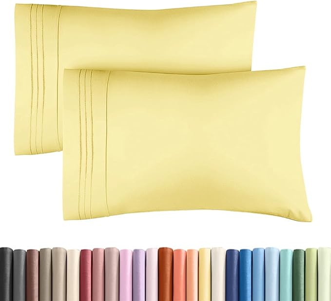 King Standard Pillow Cases Set of 2 - Ultra-Soft Hotel Quality Pillowcase Covers - Comfy, Cozy & Fade Free - Wrinkle Resistant - Machine Washable Pillow Protectors - 2 Piece Set - Yellow