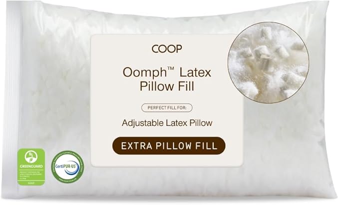 Coop Home Goods Extra Oomph Latex Pillow Fill, Extra Fill Bag of Cross-Cut Talalay Latex and Microfiber Stuffing, Supportive, Naturally Cooling, Eco-Friendly Filler for Bed Pillows