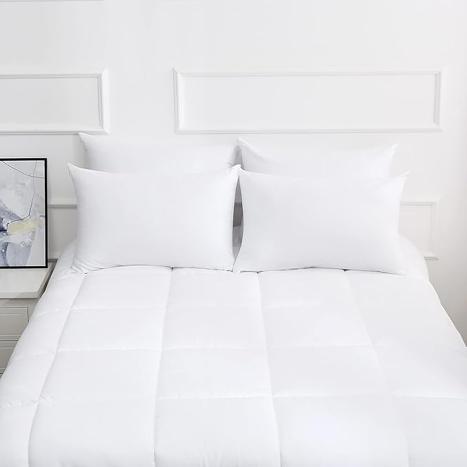 Cotton Pillow Protectors/Cases Queen Size with Zipper 2 Pack White Color,Cooling & Breathable Bed Pillow Protectors Set of 2 Pillow Cases Cover (Queen Size 20" x 30")