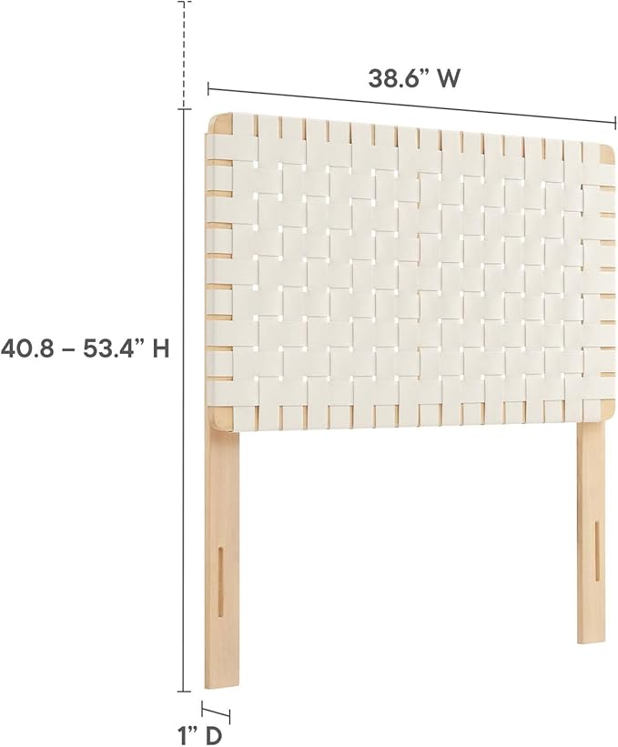 Modway Sparta Weave Twin Vegan Leather Headboard in Natural Beige