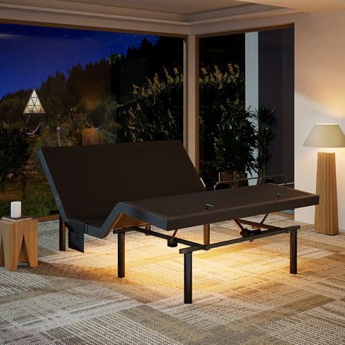 Marsail NS0 Full Adjustable Bed Base - Smart Dual Motor Bed Frame with Wireless Remote, 3-Min Assembly, Zero Gravity & Anti-Snore Modes, Under Bed Lighting, 4 USB Ports