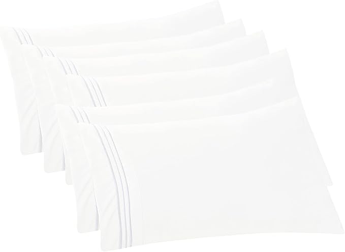 Elegant Comfort 6-PACK Solid Pillowcases 1500 Premium Hotel Quality Microfiber - Smooth Weave, Wrinkle and Stain Resistant, Easy Slip-On, 6-Piece Set, Standard/Queen Pillowcase, White