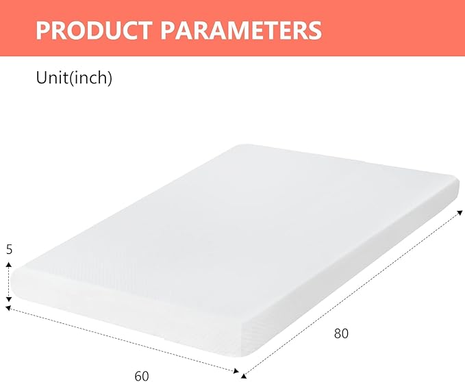 FDW | 5 Inch Queen Mattress | Medium Firm | Gel Memory Foam Mattress | White | Bed in a Box, CertiPUR-US Certified | Pressure Relief, Cooling Ventilated Foam | Washable Removable Cover