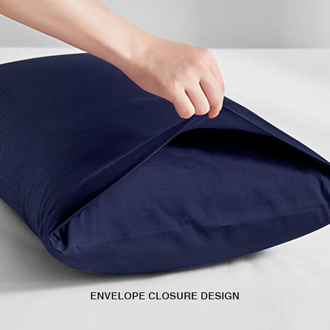 FLXXIE King Pillow Cases Set of 2, Soft Microfiber Pillow Covers with Envelope Closure, Wrinkle, Fade and Stain Resistant Pillowcases, 20x36, Navy
