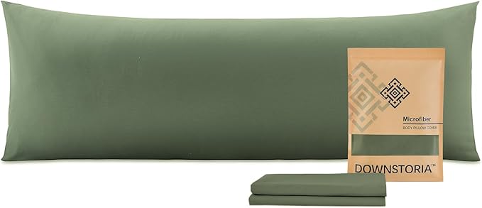 DOWNSTORIA Body Pillow Cover, Ultra Soft Microfiber Long Pillowcase, Envelope Closure Large Pillow Cases 20x54 inch (Olive Green)