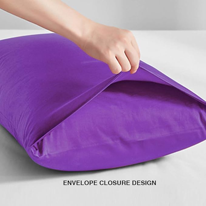FLXXIE Pillow Cases Queen, Soft Microfiber Pillow Covers with Envelope Closure, Wrinkle Resistant Pillowcases, 2 Piece Set, 20x30, Purple