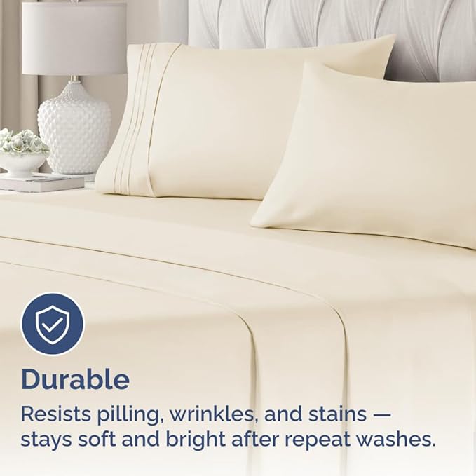King Standard Pillow Cases Set of 4 - Soft Hotel Quality Pillowcase Covers - Comfy Bedding for Women, Men, Kids & Teens - Machine Washable Pillow Protectors - 4 Piece - King Standard Size Off White