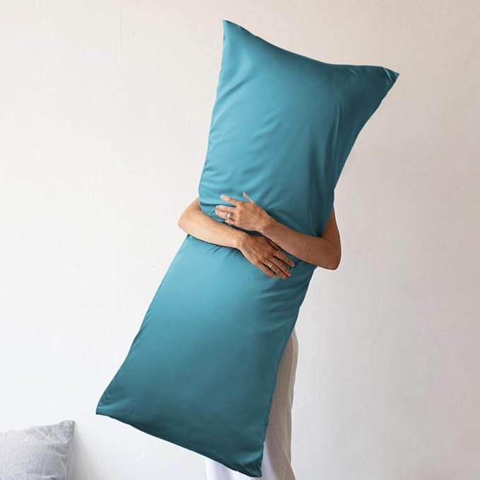 WishSmile Cooling Body Pillow Cover Pillowcase King Pillow Cases Set of 1,Hair and Skin Friendly,Teal,20x54 inches