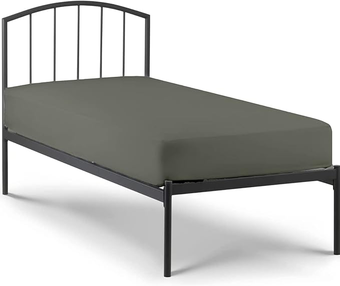 Cot Size 33" x 75" Fitted Sheet, 100% Egyptian Cotton, Perfect for Camp Bunk Beds/RVs/Guest Beds/Army Cots/Replacement Mattress (Stone Grey)
