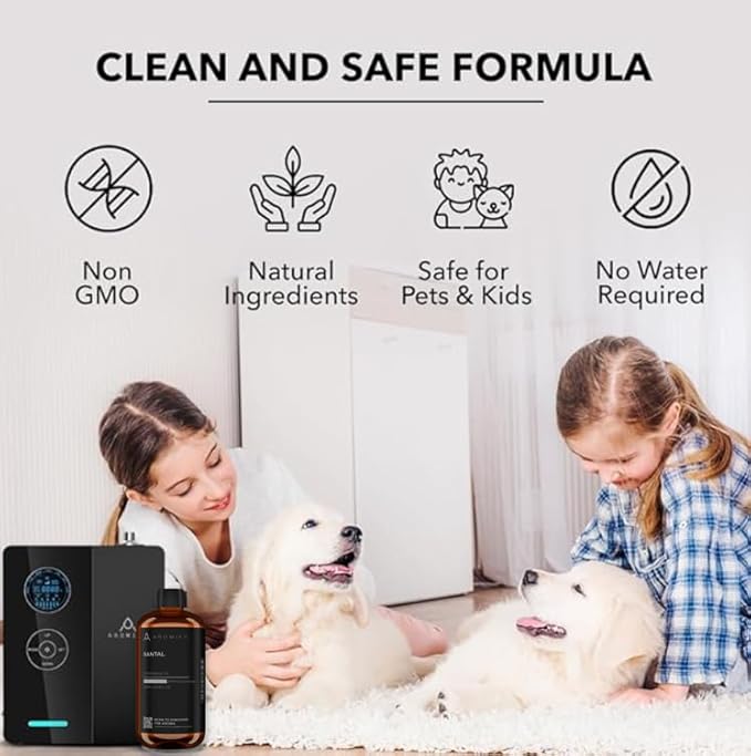 Santal Diffuser Oil, 16.9 FL Oz, 500 mL, Diffuser Fragrance Oil for Home, Bathroom & Office, Aromatherapy Blend of Natural Essential Oil, Sandalwood & Musk Scent.