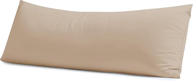 Body Pillow Cover Long Pillow Case,100% Egyptian Cotton Bed Pillow Protector with Zipper,400 Thread Count Cooling Full Body Pillowcase for Adults 20x54 Inches (1 Pack,Beige)