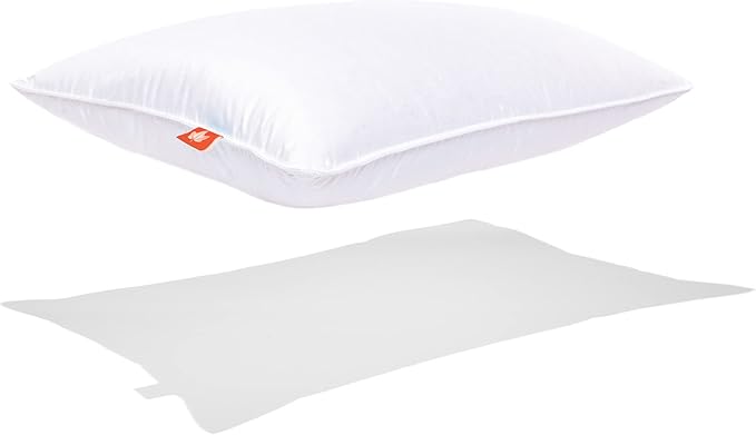Canadian Down & Feather Co. – 1 Pack Firm 625 Fill Power White Down Sleeping Pillow Standard Size - 500 Thread Count Shell 100% Cotton - Made in Canada