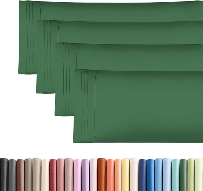 Body Pillowcases Set of 4-20x54 Long Body Pillow Case - Soft Body Pillow Cover for Sleeping & Side Sleepers - Comfy, Breathable & Fade Free - Machine Washable w/Envelope Enclosure - (Emerald Green)