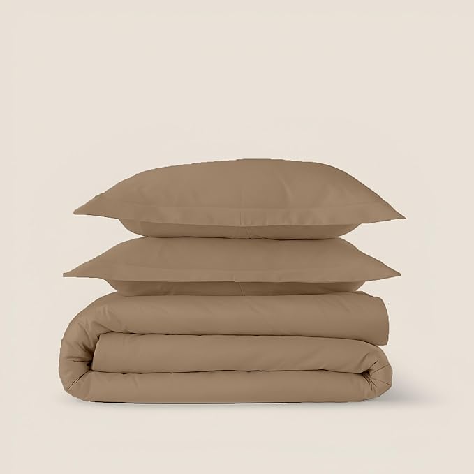 Kotton Culture 3 Pc Duvet Cover Queen Size/Full Size Set-100% Egyptian Cotton 600 Thread Count Ultra Soft Premium Durable Comforter Cover Zipper Closure & Corner Ties- (Taupe, 90" X 90")