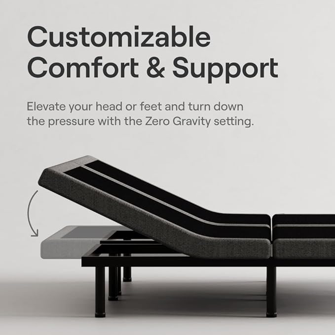 Nectar Split King Adjustable Base & 12” Hybrid Mattress (New Version) - Head & Foot Incline - Medium Firm Memory Foam & Coils - Cooling Layer - 3 Massage Settings - 365-Night Trial & Forever Warranty