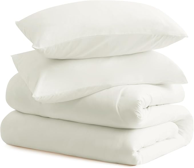 CozyLux King Size Comforter Set Ivory, 3 Pieces Solid Comforters King Size Breathable Quilted Bedding Sets, Luxury Soft Lightweight Bed Set with Down Alternative Comforter and 2 Pillowcases All Season