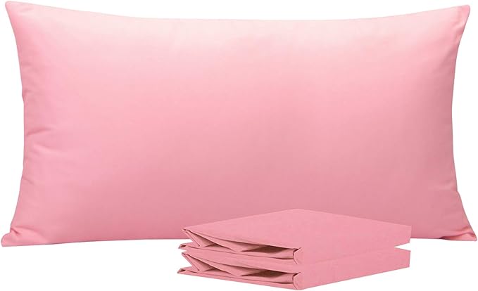 NTBAY King Pillowcase Set - 2 Pack Brushed Microfiber 20x36 Pillowcases - Soft, Wrinkle-Free, Fade-Resistant, Stain-Resistant, Pink Pillowcases with Envelope Closure - 20x36 Inches, Pink