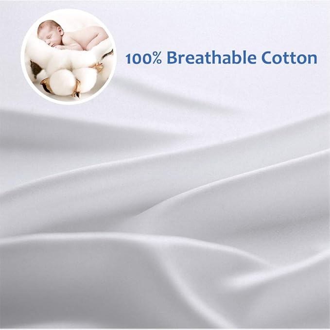 Precoco Queen Pillow Cases Set of 2 | 100% Cotton White Pillowcases Queen Size with 600 Threads | Stable Pillow Covers with Zipper Hidden for Hotel Quality, 20x30
