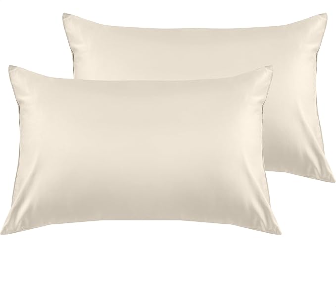 Warmstar Cotton Pillow Cases Standard Size Set of 2, 600 Thread Count Pillowcases 20x26 Inches, Soft Long Staple Cotton Pillowcases Breathable with Envelope Closure,Ivory White