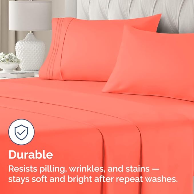 King Standard Pillow Cases Set of 2 - Ultra-Soft Hotel Quality Pillowcase Covers - Comfy, Cozy & Fade Free - Wrinkle Resistant - Machine Washable Pillow Protectors - 2 Piece Set - Coral