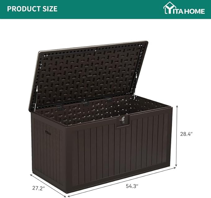 YITAHOME XL 180 Gallon Large Deck Box,Outdoor Storage for Patio Furniture Cushions,Garden Tools,Waterproof,Lockable (Black)