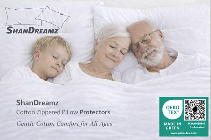 Set of 2 Queen Pillow Protectors - Moisture Wicking, Advanced Allergy Protection - Premium Cotton Fabric, Zippered Protectors, Stay in Place Pillow Covers (Queen Pillow Protector 20x30, 2)