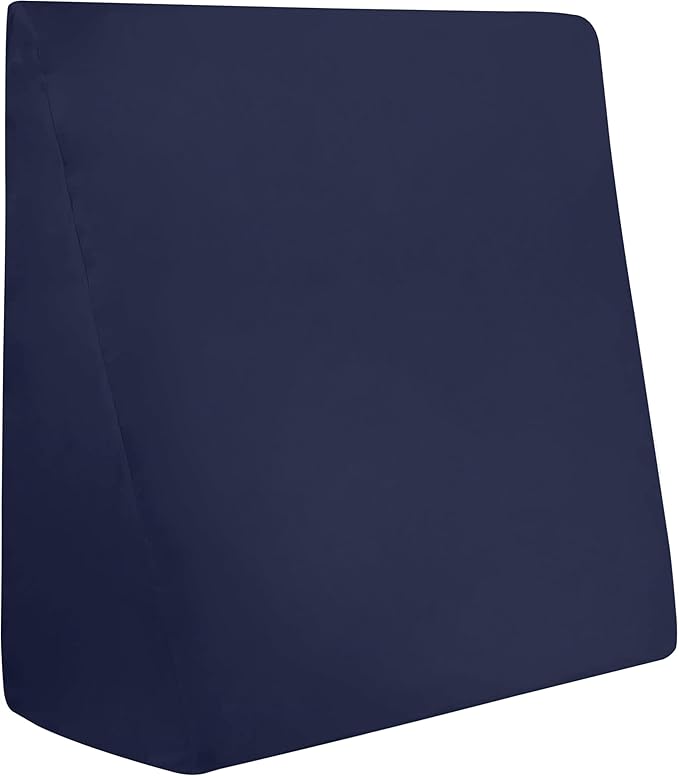 CirclesHome Wedge Pillow Cover 100% Cotton, Zippered Wedge Pillow Case Protector, Soft, Hypoallergenic & Breathable -, Navy, (25Wx26Lx10)