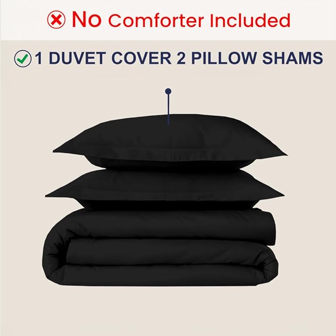 Kotton Culture 3 Pc California King Duvet Cover Set-100% Egyptian Cotton 600 Thread Count Ultra Soft Premium Durable Comforter Cover Zipper Closure & Corner Ties- (Black, 104" X 98")
