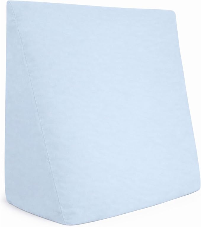 CirclesHome Wedge Pillow Cover 100% Cotton, Zippered Wedge Pillow Case Protector, Soft, Hypoallergenic & Breathable - Light Blue, (24Wx25Lx12)