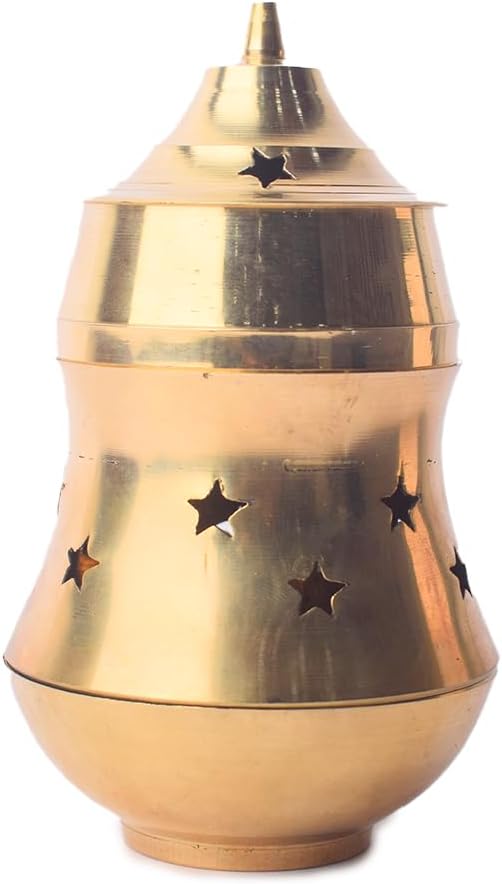 Satvik Pure Brass Essential Oil Burner Aromatherapy Aroma Oil Diffuser Tea Light Candle Oil Warmer Holder Scented Candle Ornament for Yoga, Spa and Home (Design 1)