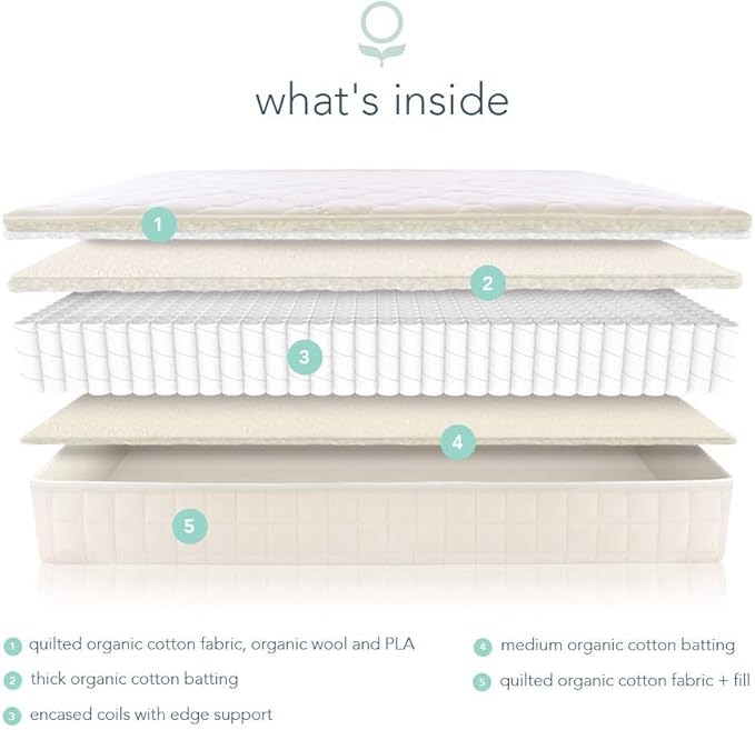 Naturepedic Verse Organic Kids Mattress - Twin XL Firm Mattress with Encased Coil Layers - Quilted Sides