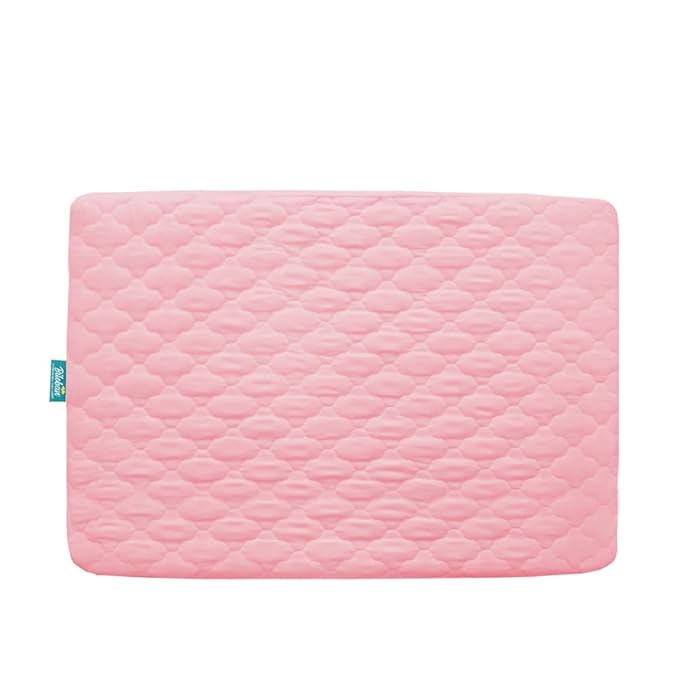Mattress Pad Cover for Pack and Play Girls, Ultra Soft Pink Waterproof Playard Sheet|Mini Crib Sheet Quilted 39" x 27" fits for Baby Foldable and Playard Mattress, Portable Mini Crib