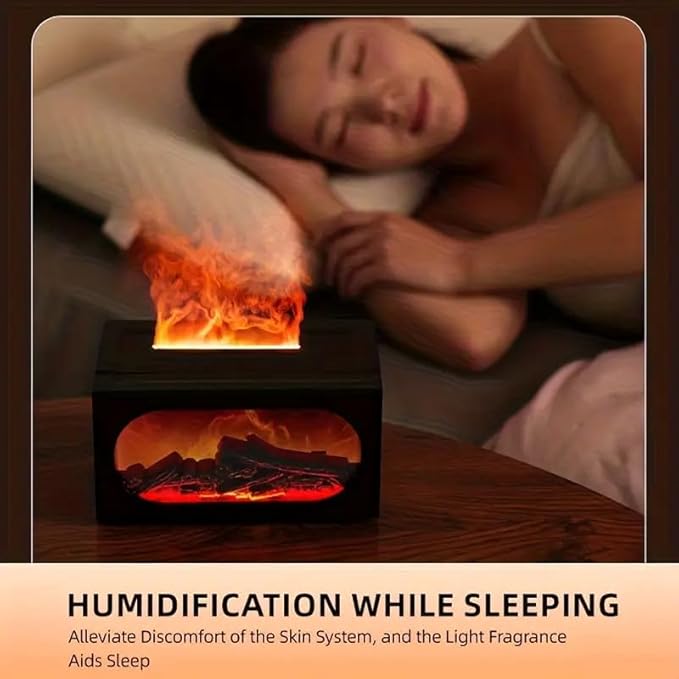 Fireplace Flame Air Diffuser Humidifier, Essential Oil Diffuser for Home, 140ML Ultrasonic Cool Mist Humidifier with Control and 7 Colors Light, 3D Fireplace-Style Humidifier for Home, Room, Auto-Off
