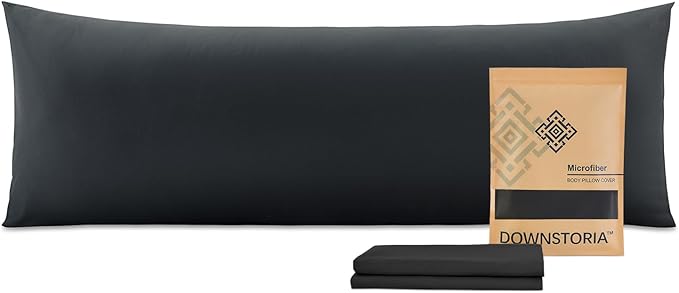 DOWNSTORIA Body Pillow Cover, Ultra Soft Microfiber Long Pillowcase, Envelope Closure Large Pillow Cases 20x54 inch (Black)
