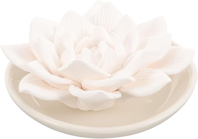 Cabilock Essential Oil Passive Diffuser Stone Lotus Flower Aromatherapy Ornaments for Home Car Bedroom Bathroom 3.35 Inch Plaster Scented Decoration
