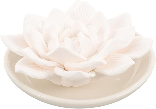 Cabilock Essential Oil Passive Diffuser Stone Lotus Flower Aromatherapy Ornaments for Home Car Bedroom Bathroom 3.35 Inch Plaster Scented Decoration