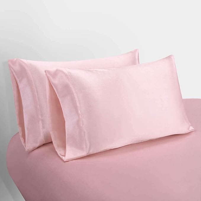 Homiest 5pcs Satin Split King Sheets Sets for Adjustable Bed, Luxury Silky Satin Bedding Set with Deep Pocket, 2 Fitted Sheets + 1 Flat Sheet + 2 Pillowcases (Split King Size, Blush Pink)