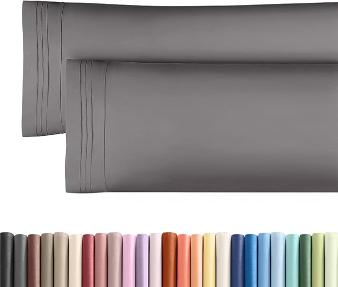 Body Pillowcases Set of 2-20x54 Long Body Pillow Case - Soft Body Pillow Cover for Sleeping & Side Sleepers - Comfy, Breathable & Wrinkle Free - Machine Washable w/Envelope Enclosure (Dark Grey)