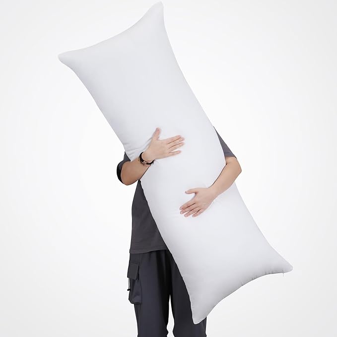 100% Cotton Body Pillow Case Cover with Zipper Wrinkle-Free, 400 Thread Count Super Soft Pillow Case for Body Pillow, Cooling Long Pillow Protector 21" x 54" White