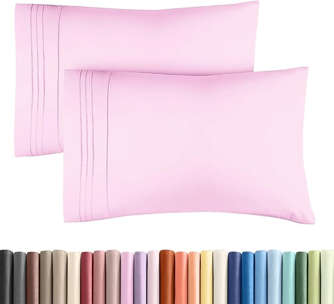 Standard Pillow Cases Set of 2 - Ultra-Soft Hotel Quality Pillowcase Covers - Comfy & Wrinkle Free - Stain and Fade Resistant - Machine Washable Pillow Protectors - 2 Piece Set - Standard Light Pink