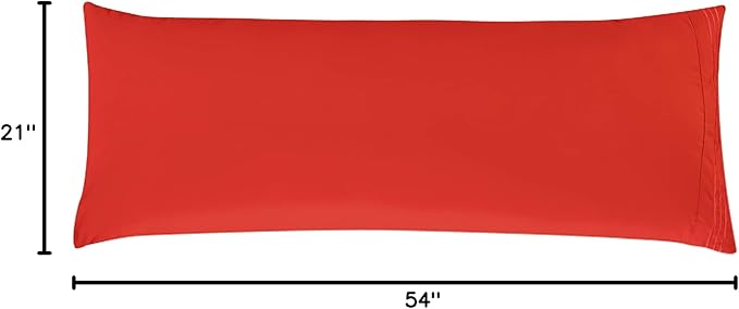 Elegant Comfort Luxury Ultra-Soft 1-Piece Body Pillowcase - 1500 Premium Hotel Quality Microfiber Double Brushed - Wrinkle Resistant, Body Pillowcase Size, Red