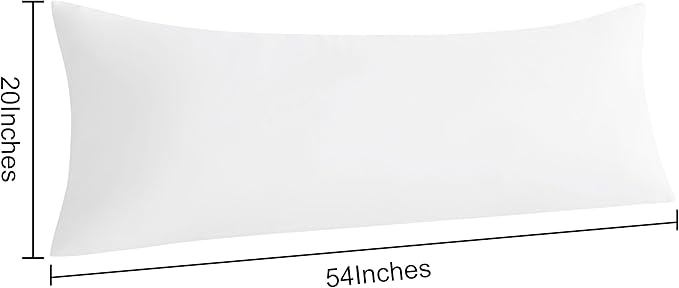 NTBAY Body Pillow Cases Set of 2, 2 Pack Brushed Microfiber 20x54 Pillow Cases, Soft, Wrinkle, Fade, Stain Resistant White Pillow Cases with Envelope Closure, 20x54 Inches, White