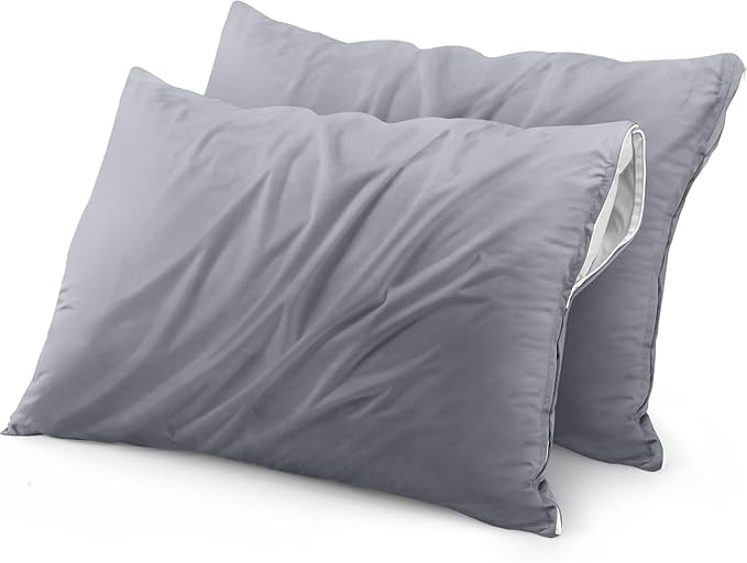 Utopia Bedding Waterproof Throw Pillow Protectors (No Pillow Inserts) with Zipper 20 x 20 Inches (2 Pack, Grey), Outdoor Bed Couch Decorative Pillow Encasement Covers