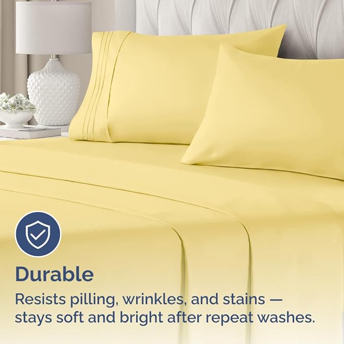 King Standard Pillow Cases Set of 4 - Soft Hotel Quality Pillowcase Covers - Comfy Bedding for Women, Men, Kids & Teens - Machine Washable Pillow Protectors - 4 Piece Set - King Standard Size Yellow