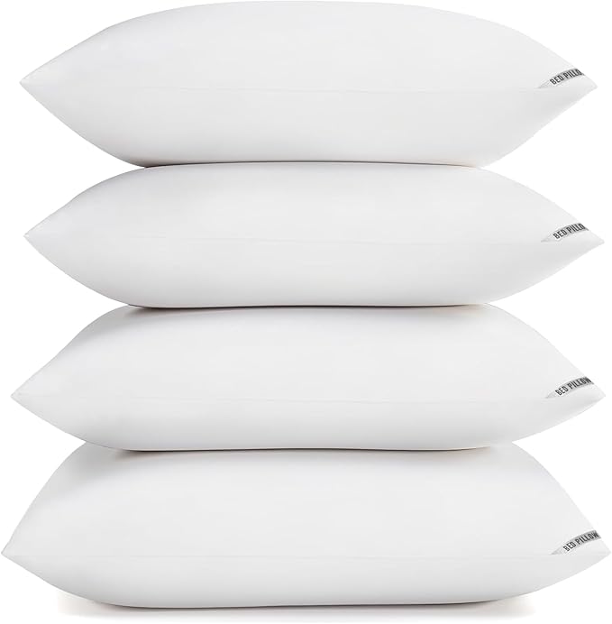 Piwaal Queen Size Pillow 4-Pack – Hotel-Style Bed Pillows for Sleeping, Down Alternative Microfiber Fill, Plush Comfort for Side, Back, and Stomach Sleepers, Set of Four