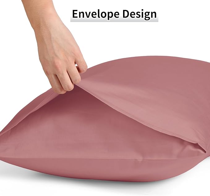 Warmstar Cotton Pillow Cases Standard Size Set of 2, 600 Thread Count Pillowcases 20x26 Inches, Soft Long Staple Cotton Pillowcases Breathable with Envelope Closure,Lotus Pink