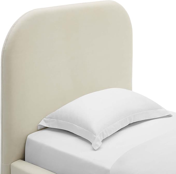 Modway Keynote Modern Bed Frame, Twin Size with Curve Shaped Headboard in Alabaster