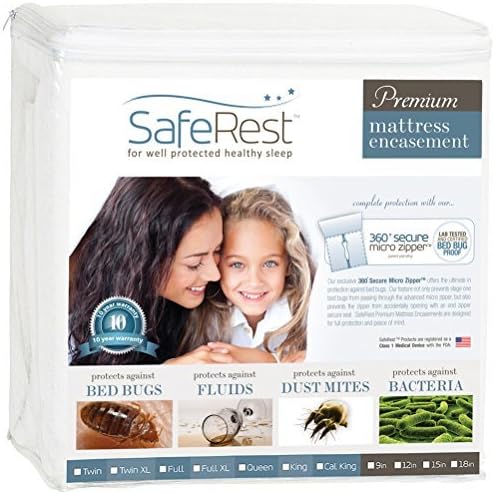 SafeRest Zippered Mattress Protector - Premium 12-15 Inch Waterproof Mattress Cover for Bed - Breathable, Noiseless Washable Mattress Encasement - King