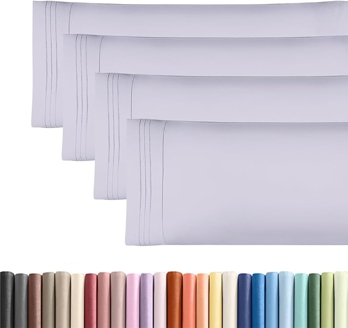 Body Pillowcases Set of 4-20x54 Long Body Pillow Case - Soft Body Pillow Cover for Sleeping & Side Sleepers - Comfy Breathable & Fade Free - Machine Washable w/Envelope Enclosure - (Light Lavender)