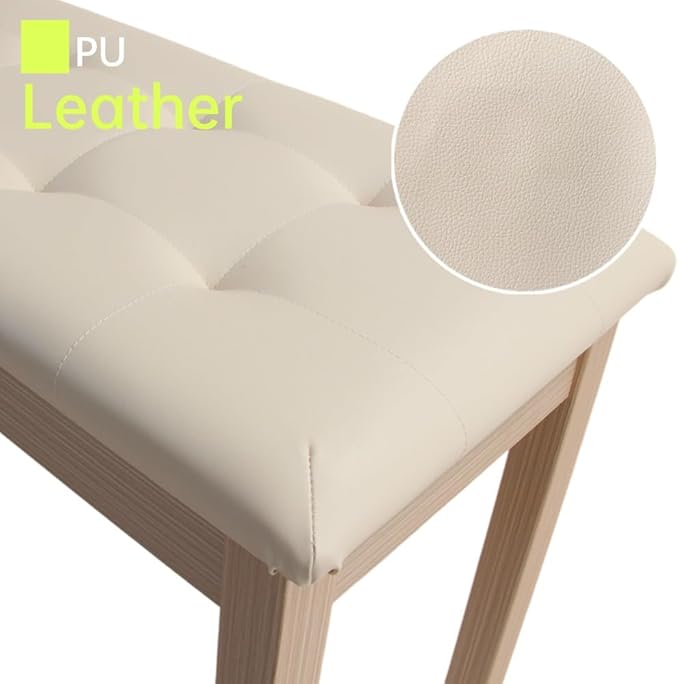 Sanpuli Solid Wood Duet Piano Bench with Storage, Piano Stool and Padded Cushion, Keyboard Bench with Bookcase, Piano Chair and Piano Seat with High-Density Sponges.